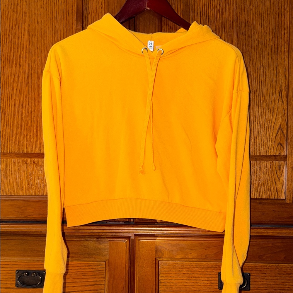 H&M Divided Crop Pullover Hoodie Drop Shoulder Relaxed Y2K Bright Dopamine Top